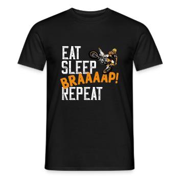 Motocross Eat Sleep Braaaap! repeat Spruch - Männer T-Shirt - Schwarz - Vorne - AI Model Male 178 light (178cm)