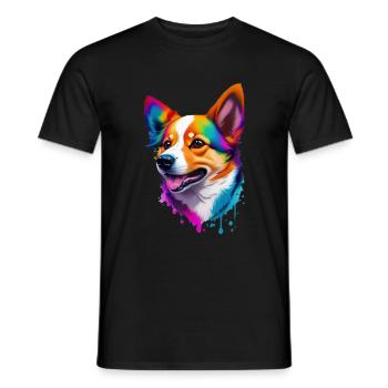 Corgi Farbenfroher Hund Regenbogen Hunderasse - Männer T-Shirt - Schwarz - Vorne - AI Model Male 178 light (178cm)
