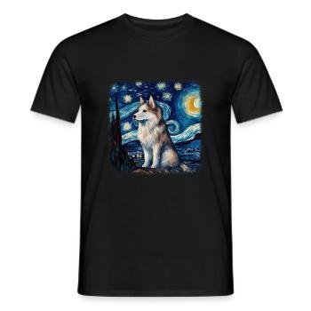 Malamute d’Alaska Van Gogh nuit étoilée - T-shirt homme - noir - Devant - AI Model Male 178 light (178cm)
