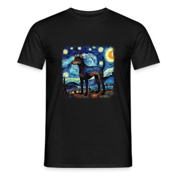 Nuit étoilée australienne Kelpie Van Gogh - T-shirt homme - noir - Devant - AI Model Male 178 light (178cm)