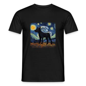 Nuit étoilée australienne Kelpie Van Gogh - T-shirt homme - noir - Devant - AI Model Male 178 light (178cm)
