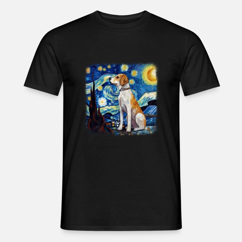 Beagle Van Gogh nuit étoilée - T-shirt homme - noir