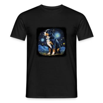 Bernese Mountain Dog Van gogh starry night - Männer T-Shirt - Schwarz - Vorne - AI Model Male 178 light (178cm)