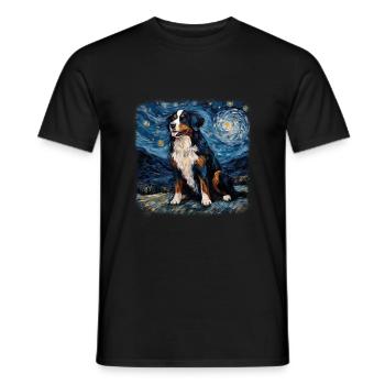 Bernese Mountain Dog Van gogh starry night - Männer T-Shirt - Schwarz - Vorne - AI Model Male 178 light (178cm)