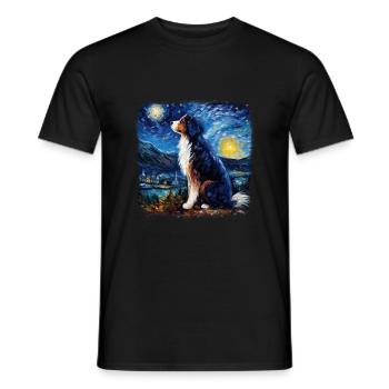 Bernese Mountain Dog Van gogh starry night - Männer T-Shirt - Schwarz - Vorne - AI Model Male 178 light (178cm)