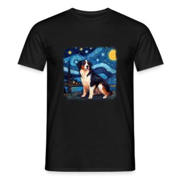 Bernese Mountain Dog Van gogh starry night - Männer T-Shirt - Schwarz - Vorne - AI Model Male 178 light (178cm)