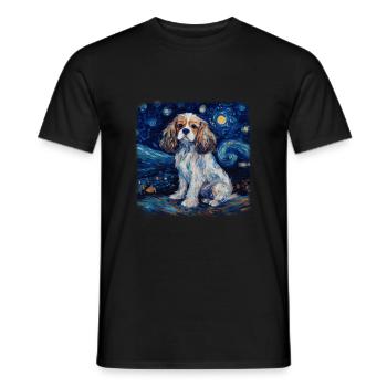 Chavalier King Charles Spaniel Van Gogh étoilé - T-shirt homme - noir - Devant - AI Model Male 178 light (178cm)