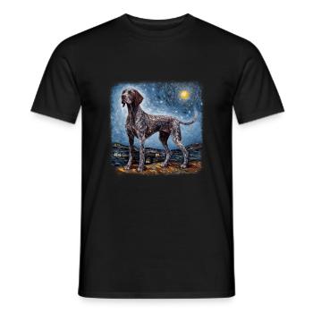 German Shorthaired Pointer Van gogh starry night - Männer T-Shirt - Schwarz - Vorne - AI Model Male 178 light (178cm)