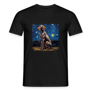 German Shorthaired Pointer Van gogh starry night - Männer T-Shirt - Schwarz - Vorne - AI Model Male 178 light (178cm)