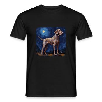 German Shorthaired Pointer Van gogh starry night - Männer T-Shirt - Schwarz - Vorne - AI Model Male 178 light (178cm)