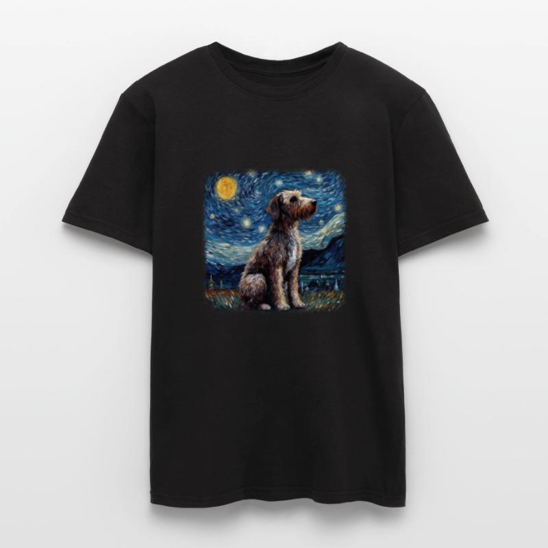 German Wirehaired Pointer Van gogh starry night Männer T-Shirt