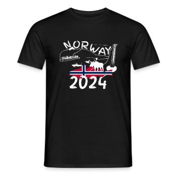 Norwegen 2024 Dorsch mit Bergen und Elch Angeln - Männer T-Shirt - Schwarz - Vorne - AI Model Male 178 light (178cm)