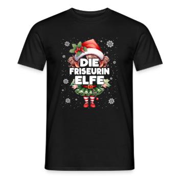 Friseurin Elfe Lustiger Elf Weihnachtsoutfit - Männer T-Shirt - Schwarz - Vorne - AI Model Male 178 light (178cm)