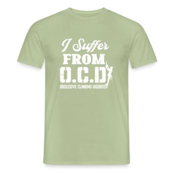Bûcheron tronçonneuse arboriste - T-shirt homme - vert sauge - Devant - AI Model Male 178 light (178cm)