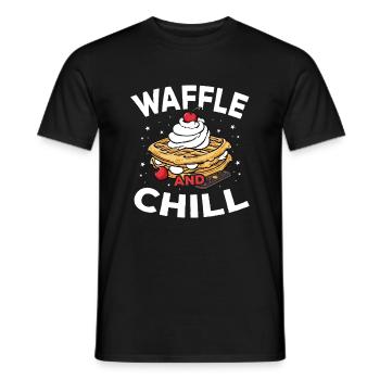 Waffle And Chill Waffles Pastry Funny Waffle - Men's T-Shirt - black - Front - AI Model Male 178 light (178cm)