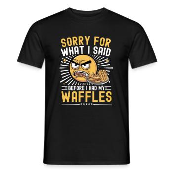 Waffles Saying Funny Waffle Breakfast Pastry - Men's T-Shirt - black - Front - AI Model Male 178 light (178cm)