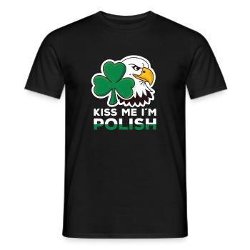 Kiss Me In Polish Polish St Patricks Day Poland - Men's T-Shirt - black - Front - AI Model Male 178 light (178cm)