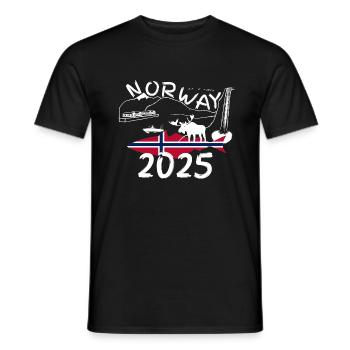 Norway 2025 Pollock with Mountains and Moose Fishing - Men's T-Shirt - black - Front - AI Model Male 178 light (178cm)