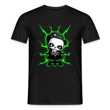 Cute Gaming Panda, PEW PEW, Nerd, Gamer, Gaming - Men's T-Shirt - black - Front - AI Model Male 178 light (178cm)