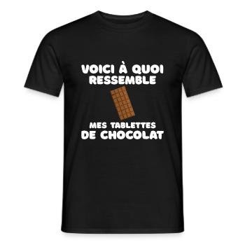 citation drôle mes tablettes de chocolat - T-shirt homme - noir - Devant - AI Model Male 178 light (178cm)