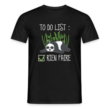 To Do List Panda : Rien Faire - T-shirt homme - noir - Devant - AI Model Male 178 light (178cm)