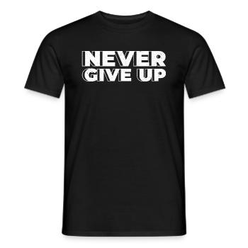 Never Give Up - Motivation - Men's T-Shirt - black - Front - AI Model Male 178 light (178cm)