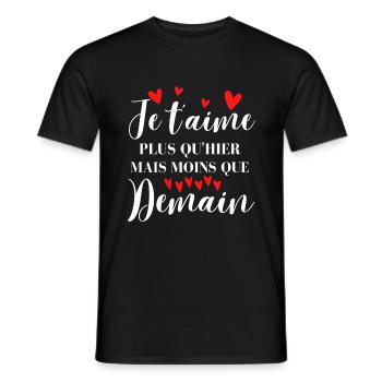 Cadeau original Saint Valentin moins que demain - T-shirt homme - noir - Devant - AI Model Male 178 light (178cm)