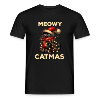 Weihnachten Katze Christmas Katzen Weihnachtsmann - Männer T-Shirt - Schwarz - Vorne - AI Model Male 178 light (178cm)