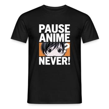 Pause Anime? Never! Funny Anime Design - Men's T-Shirt - black - Front - AI Model Male 178 light (178cm)