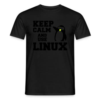 keep calm use linux - Men's T-Shirt - black - Front - AI Model Male 178 light (178cm)