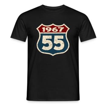 Born in 1967 - 55 years - Men's T-Shirt - black - Front - AI Model Male 178 light (178cm)