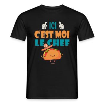 ici c est moi le chef cadeau tacos taco mexique - T-shirt homme - noir - Devant - AI Model Male 178 light (178cm)