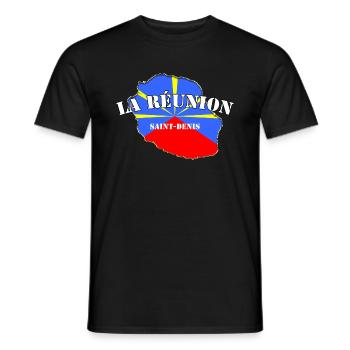 La Réunion Saint Denis Drapeau Réunionnais - T-shirt homme - noir - Devant - AI Model Male 178 light (178cm)