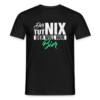 DER TUT NIX DER WILL NUR BIER - Männer T-Shirt - Schwarz - Vorne - AI Model Male 178 light (178cm)