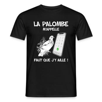 Chasse petits gibiers. La palombe m'appelle - T-shirt homme - noir - Devant - AI Model Male 178 light (178cm)