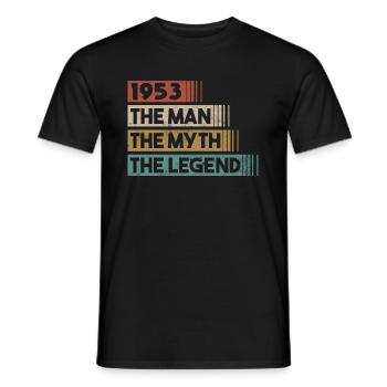 Birthday Born in 1953 Man Myth Legend - Men's T-Shirt - black - Front - AI Model Male 178 light (178cm)
