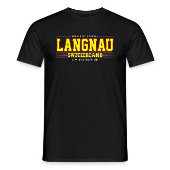 Langnau - Männer T-Shirt - Schwarz - Vorne - AI Model Male 178 light (178cm)