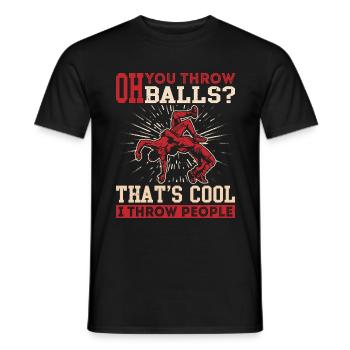 Oh tu lances le ballon Wretler - T-shirt homme - noir - Devant - AI Model Male 178 light (178cm)