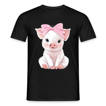 Mignon bébé cochon noeud - T-shirt homme - noir - Devant - AI Model Male 178 light (178cm)