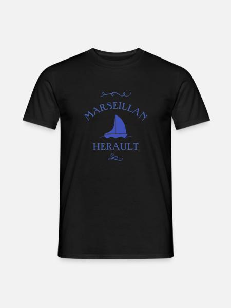 t shirt marseillan homme herault bateau cadeau - T-shirt homme - noir