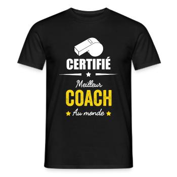 certifié meilleur COACH au monde - T-shirt homme - noir - Devant - AI Model Male 178 light (178cm)