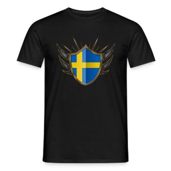 Schweden Flagge Gold Wappen 014 - Männer T-Shirt - Schwarz - Vorne - AI Model Male 178 light (178cm)