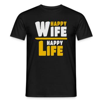 Happy Wife Happy Life - Men's T-Shirt - black - Front - AI Model Male 178 light (178cm)