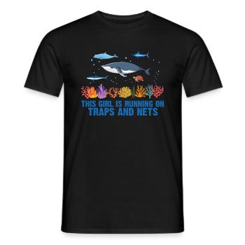 Girl Net Boat Marine Biologist Biology Ocean - Men's T-Shirt - black - Front - AI Model Male 178 light (178cm)