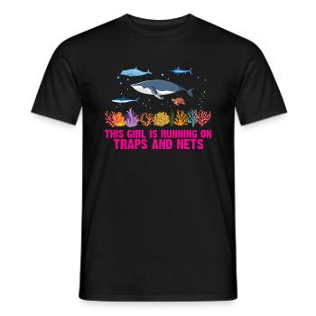 Girl Net Boat Marine Biologist Biology Ocean - Men's T-Shirt - black - Front - AI Model Male 178 light (178cm)