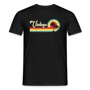 Vintage Palmen Strand Sommer - Männer T-Shirt - Schwarz - Vorne - AI Model Male 178 light (178cm)