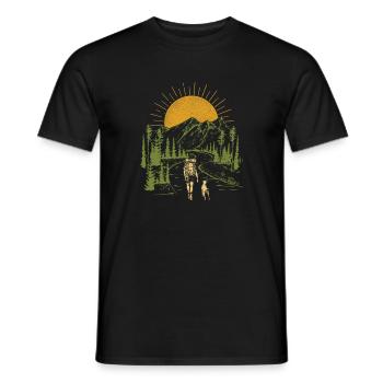 Dog and owner hiking - Men's T-Shirt - black - Front - AI Model Male 178 light (178cm)