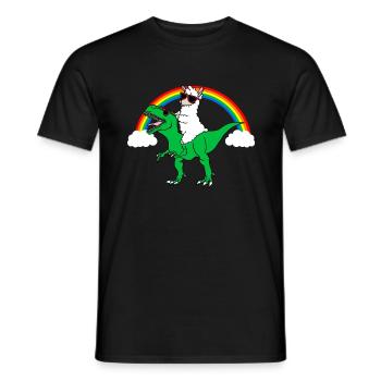 Lama monte un cadeau de Dino Alpaca T-Rex - T-shirt homme - noir - Devant - AI Model Male 178 light (178cm)