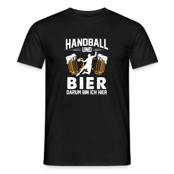 Handball und Bier darum bin ich hier Geschenk - Männer T-Shirt - Schwarz - Vorne - AI Model Male 178 light (178cm)