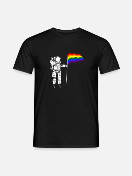 Cadeau de drapeau LGBT fierté astronaute - T-shirt homme - noir